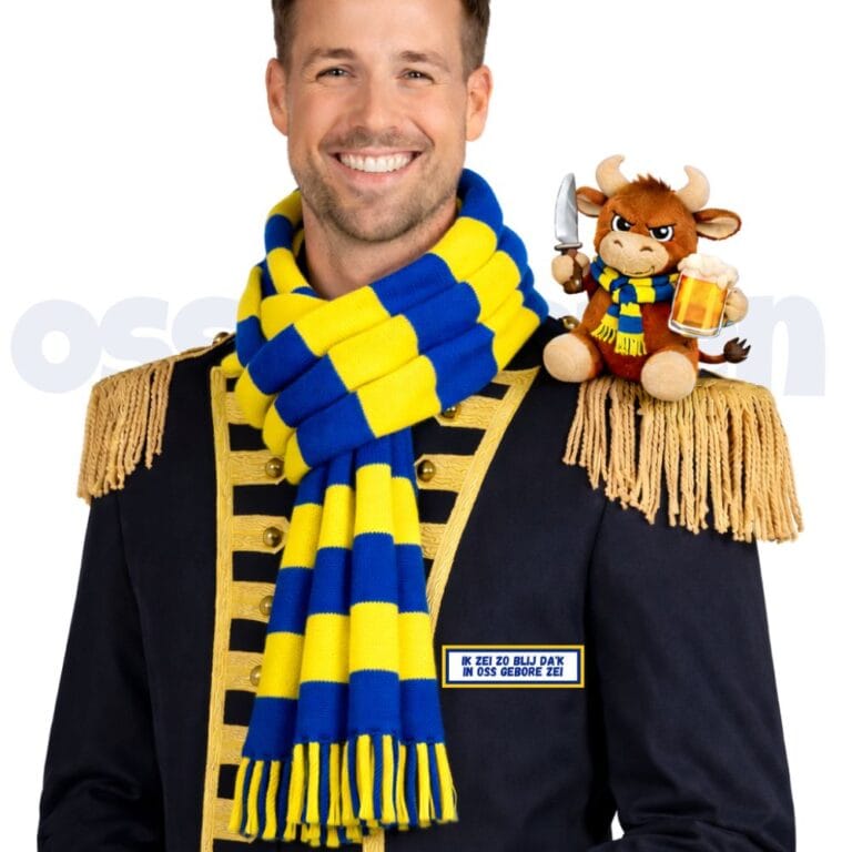 Ossekoppen embleem tag Ik Zei Zo Blij Dak in oss geboren zei jasje