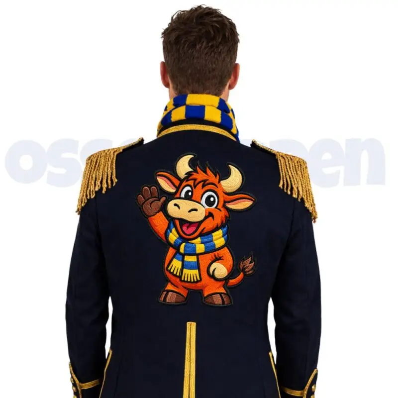 Ossekoppen rugembleem Osje vrolijk Ossekoppenrijk jasje